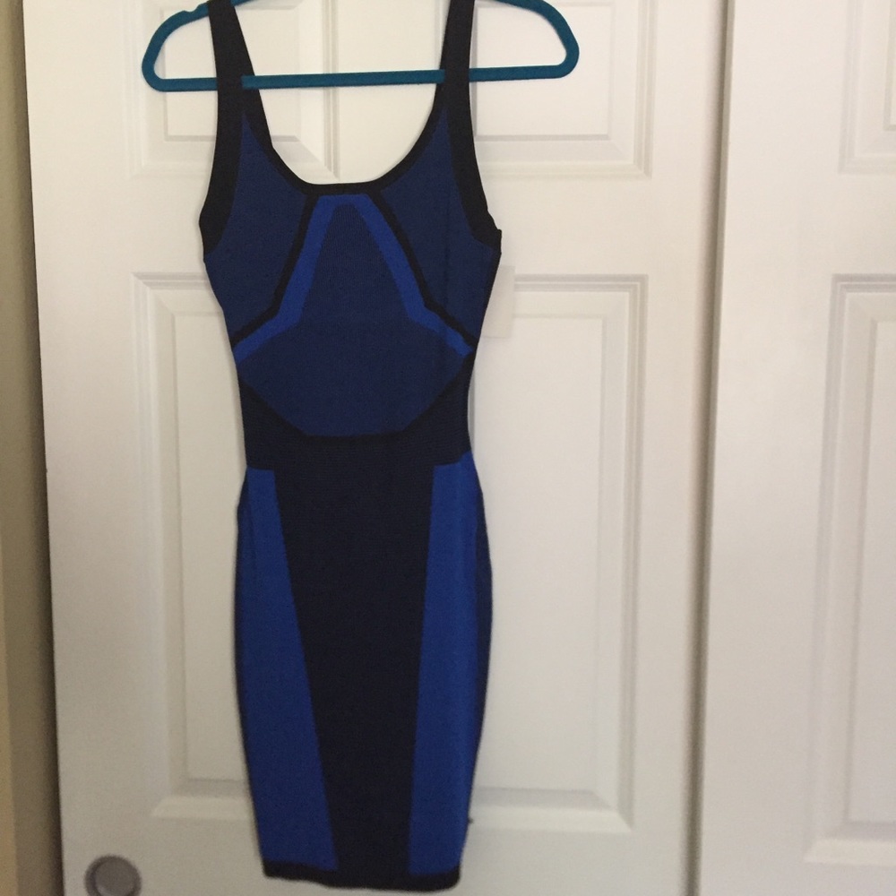 Leith Blue and Black Mini Dress